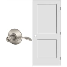 30" W x 80" H Double Panel Right Handed Interior Prehung Door with 6-9/16" Door Jamb and Accent Privacy Door lever Set