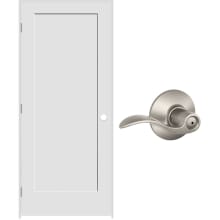 32" W x 80" H Single Panel Left Handed Interior Prehung Door with 6-9/16" Door Jamb and Accent Privacy Door lever Set