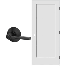 32" W x 80" H Single Panel Right Handed Interior Prehung Door with 6-9/16" Door Jamb and Latitude Privacy Door Lever Set