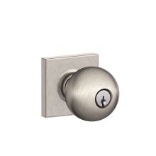 Orbit Keyed Entry Single Cylinder Door Knob Set with Decorative Collins Trim