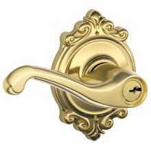 Flair Single Cylinder Keyed Entry Door Lever Set with Decorative Brookshire Trim