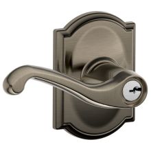 Flair Single Cylinder Keyed Entry Door Lever Set with Decorative Camelot Trim