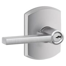 Latitude Single Cylinder Keyed Entry Door Lever Set with Decorative Greenwich Trim