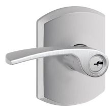 Merano Single Cylinder Keyed Entry Door Lever Set with Decorative Greenwich Trim