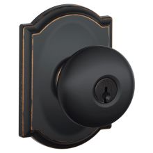 Plymouth Keyed Entry Panic Proof Door Knob Set with Decorative Camelot Trim