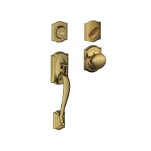 Camelot Sectional Single Cylinder Keyed Entry Handleset with Plymouth Knob with Decorative Camelot Trim