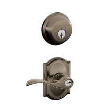 Accent Single Cylinder Keyed Entry Door Lever Set and Deadbolt Combo with Camelot Rose