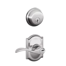 Accent Single Cylinder Keyed Entry Door Lever Set and Deadbolt Combo with Camelot Rose