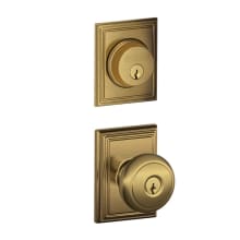 Andover Single Cylinder Keyed Entry Door Knob Set and Addison Deadbolt Combo with Addison Rose