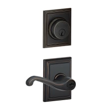 Flair Single Cylinder Keyed Entry Door Lever Set and Addison Deadbolt Combo with Addison Rose