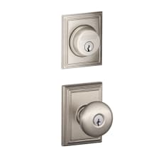 Plymouth Single Cylinder Keyed Entry Door Knob Set and Addison Deadbolt Combo with Addison Rose