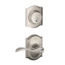 Accent Single Cylinder Keyed Entry Door Lever Set and Camelot Deadbolt Combo with Camelot Rose