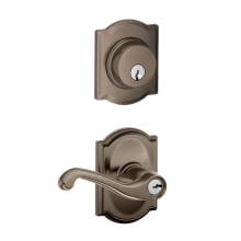Flair Single Cylinder Keyed Entry Door Lever Set and Camelot Deadbolt Combo with Camelot Rose