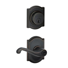 Flair Single Cylinder Keyed Entry Door Lever Set and Camelot Deadbolt Combo with Camelot Rose