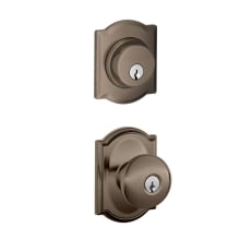 Plymouth Single Cylinder Keyed Entry Door Knob Set and Camelot Deadbolt Combo with Camelot Rose