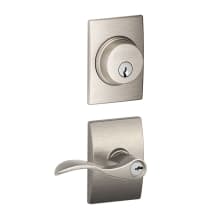 Accent Single Cylinder Keyed Entry Door Lever Set and Century Deadbolt Combo with Century Rose