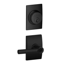 Broadway Single Cylinder Keyed Entry Door Lever Set and Century Deadbolt Combo with Century Rose