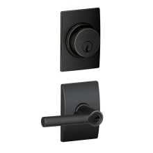 Broadway Single Cylinder Keyed Entry Door Lever Set and Century Deadbolt Combo with Century Rose