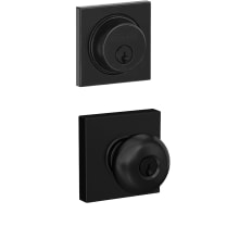 Plymouth Single Cylinder Keyed Entry Door Knob Set and Collins Deadbolt Combo with Collins Rose