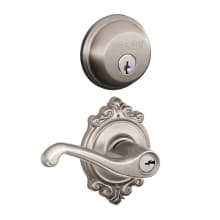 Flair Single Cylinder Keyed Entry Door Lever Set and Deadbolt Combo with Brookshire Rose