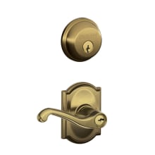 Flair Single Cylinder Keyed Entry Door Lever Set and Deadbolt Combo with Camelot Rose