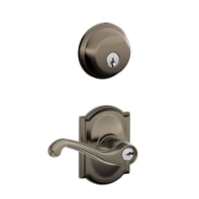 Flair Single Cylinder Keyed Entry Door Lever Set and Deadbolt Combo with Camelot Rose