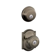Georgian Single Cylinder Keyed Entry Door Knob Set and Deadbolt Combo with Camelot Rose
