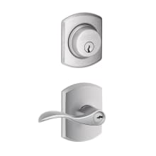 Accent Single Cylinder Keyed Entry Door Lever Set and Greenwich Deadbolt Combo with Greenwich Rose