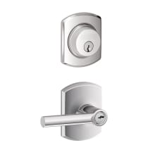 Broadway Single Cylinder Keyed Entry Door Lever Set and Greenwich Deadbolt Combo with Greenwich Rose