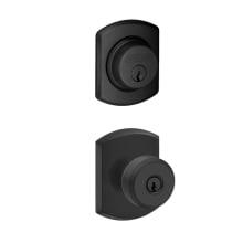 Bowery Single Cylinder Keyed Entry Door Knob Set and Greenwich Deadbolt Combo with Greenwich Rose