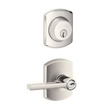 Latitude Single Cylinder Keyed Entry Door Lever Set and Greenwich Deadbolt Combo with Greenwich Rose