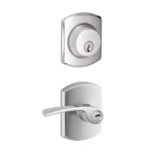 Merano Single Cylinder Keyed Entry Door Lever Set and Greenwich Deadbolt Combo with Greenwich Rose
