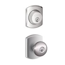 Plymouth Single Cylinder Keyed Entry Door Knob Set and Greenwich Deadbolt Combo with Greenwich Rose