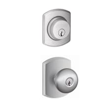 Plymouth Single Cylinder Keyed Entry Door Knob Set and Greenwich Deadbolt Combo with Greenwich Rose