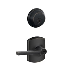 Latitude Single Cylinder Keyed Entry Door Lever Set and Deadbolt Combo with Greenwich Rose