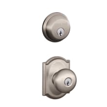 Plymouth Single Cylinder Keyed Entry Door Knob Set and Deadbolt Combo with Camelot Rose