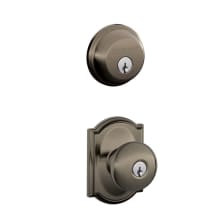 Plymouth Single Cylinder Keyed Entry Door Knob Set and Deadbolt Combo with Camelot Rose