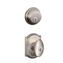 Siena Single Cylinder Keyed Entry Door Knob Set and Deadbolt Combo with Camelot Rose
