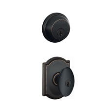 Siena Single Cylinder Keyed Entry Door Knob Set and Deadbolt Combo with Camelot Rose