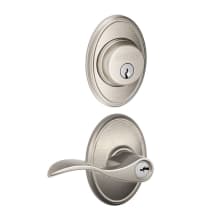 Accent Single Cylinder Keyed Entry Door Lever Set and Wakefield Deadbolt Combo with Wakefield Rose