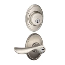 Champagne Single Cylinder Keyed Entry Door Lever Set and Wakefield Deadbolt Combo with Wakefield Rose
