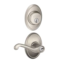 Flair Single Cylinder Keyed Entry Door Lever Set and Wakefield Deadbolt Combo with Wakefield Rose