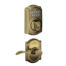 Camelot Single Cylinder Electronic Keypad Deadbolt with Passage Accent Lever and Decorative Camelot Trim