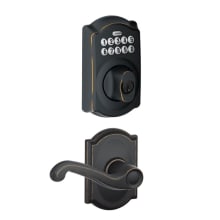 Camelot Single Cylinder Electronic Keypad Deadbolt with Passage Flair Lever and Decorative Camelot Trim