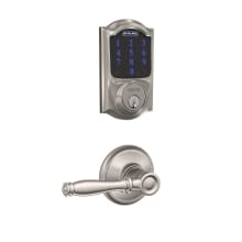 Connect Camelot Touchscreen Deadbolt with Built-in Alarm and Passage Birmingham Lever