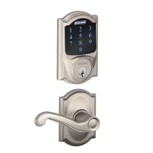 Connect Camelot Touchscreen Electronic Deadbolt with Z-Wave Plus Technology and Passage Flair Lever and Decorative Camelot Trim