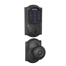 Connect Camelot Touchscreen Electronic Deadbolt with Z-Wave Plus Technology and Passage Georgian Knob and Decorative Camelot Trim