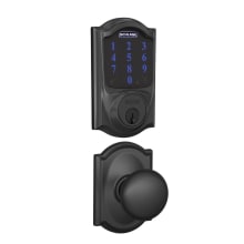 Connect Camelot Touchscreen Electronic Deadbolt with Z-Wave Plus Technology and Passage Plymouth Knob and Decorative Camelot Trim