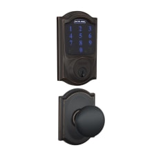 Connect Camelot Touchscreen Electronic Deadbolt with Z-Wave Plus Technology and Passage Plymouth Knob and Decorative Camelot Trim