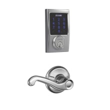 Connect Century Touchscreen Deadbolt with Built-in Alarm and Passage Flair Lever